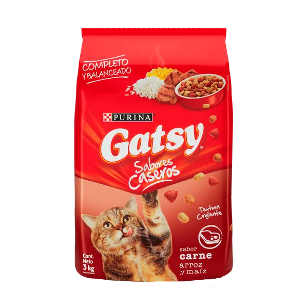Comida para Gatos Gatsy Purina Sabor Carne Arroz Maiz 3kg